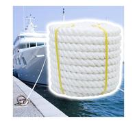 Ligne de quai tressée à trois brins - 10/20/30/50/100 m - 12 à 24 mm - Corde bateau en nylon haute résistance de qualité marine pour amarrage et amarrage (14 mm, 30 m)