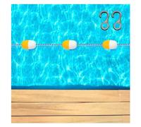 Ligne de sécurité pour Couloir de nage, kit Professionnel de Cordes de séparation de couloirs de Piscine - Jaune et Blanc, Ligne Flottante réglable de 4,9 m à 15,2 m avec 2 Crochets pour zon