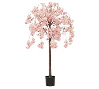 Ligne Déco - Cerisier Artificiel Retombant Rose 110cm | Plante Artificielle Pot Plastique Noir Intérieur Imitation Terre | Decoration Maison Élégante et Réaliste | Fausse Plante Cerisier Interieur