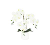 Ligne Déco Fleur Artificielle Blanc Orchidée 52cm Fleur Artificielle Deco Fausse Orchidée Toucher Naturel Coupe Céramique Blanc Décoration Intérieur Maison Zen A l’unité