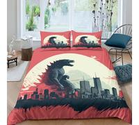 Ligne d'horizon du Béhémoth Housse De Couette 3D Imprimé Godzilla Pour Adultes Et Enfants Housses De Couettes Parure De Lit Avec Taies Microfibr E Avec Fermeture À Glissière 3 Pièces Double（200x200cm）