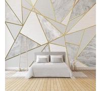 Ligne D'Or Simple Triangle Géométrique Faux Marbre Papier Peint 3D Installation Facile Intissé Tapisserie Bureau Salon Canapé Chambre Décoration Murale-430cm×300cm