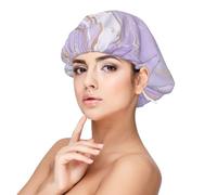 Ligne dorée marbrée violet lavande,Bonnet de nuit en satin pour adulte - Bonnet de nuit élastique pour femme, couvre-cheveux de nuit