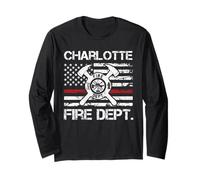 Ligne Fine Rouge des Pompiers de Charlotte, Caroline du Nord Manche Longue