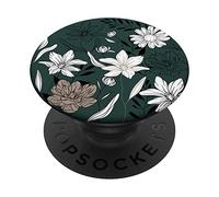 Ligne minimaliste Art Esthétique Fleur Vert forêt PopSockets PopGrip Interchangeable