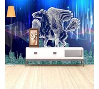 Ligne Peinte À La Main Fresh Art Pegasus Ciel Étoilé Papier Peint 3D Installation Facile Intissé Tapisserie Bureau Salon Canapé Chambre Décoration Murale-430cm×300cm