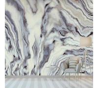 Ligne Rétro Abstraite En Faux Marbre Blanc Papier Peint 3D Installation Facile Intissé Tapisserie Bureau Salon Canapé Chambre Décoration Murale-430cm×300cm
