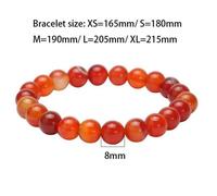 Ligne Rouge Cornaline Fait Main 8 Mm Nature Pierre Perlée Bracelet Argent1