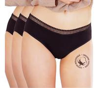 LIGNE V - ECO Pack Lot de 3 Shorty Menstruel en Coton Biologique - Culotte Menstruelle Flux Abondant - Culotte Absorbante Lavable & Réutilisable - Adolescente & Femme Grande Taille/Lot x3 Shorty L