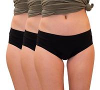 LIGNE V - Lot de 3 Culottes Menstruelles Invisibles sans Couture - Protection Lavable & Ecologique - Flux léger à Abondant - Absorbantes & Anti Fuite - Adolescentes & Femmes Grandes Tailles/Noir XXL