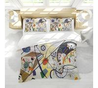 Lignes abstraites Ensembles de housse de couette Peintures célèbres Imprimés Motifs géométriques Housse de couette Ensemble literie de style milieu du siècle avec 2 couvre-oreillers 260x240cm