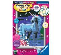 Lignes colorees - Numéro d'art - petit - licorne et étoiles