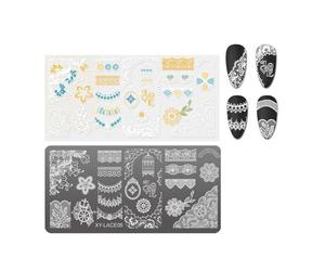 Lignes creuses ongles Art estampage modèle fleurs manucure impression français pointe ongles estampage plaques Art timbre outil français plaques