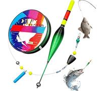 Lignes De Pêche à Bobber Automatique,Automatic Bobber Fishing Line Set,Ensemble de Ligne de pêche avec Flotteur Automatique,Flotteur de Ultra-Sensible à Changement de Couleur(A)