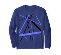 Lignes diagonales Bleues Froides Accents Noirs Manche Longue