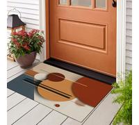 Lignes Éléments Circulaires Paillasson Interieur Entree 45 X 75 Cm, Géométrie Abstraite Tapis D'Entrée Antidérapant Et Lavable En Machine,Tapis De Sol Absorbantes Orange Pour Chien, Porte, Couloir