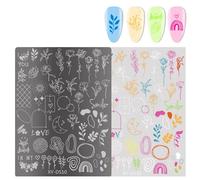Lignes Nail Art Modèle de stamping Fleurs Outil de modèle de manucure French Tip Nails Plaques de stamping Nail Art Outil de stamping