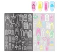 Lignes Nails Art Stamping Modèle De Fleurs Modèle Manucure Outil Pointe Française Plaques Pointe D'art Outil Fleurs Manucure Française Images