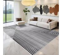 Lignes Noires Tapis 120x180 cm Style Moderne Moquette Antiderapant à Poils Courts Tapis 3D Lavable en Machine Convient aux Chambres d'enfants Cuisines et Salons b-1724