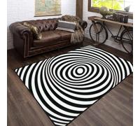Lignes Noires Tapis 180x270 cm Style Abstrait Moquette Antiderapant à Poils Courts Tapis 3D Lavable en Machine Convient aux Chambres, Bureaux Salons et Couloirs b-19