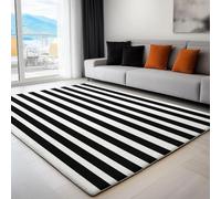 Lignes Noires Tapis 180x270 cm Style Moderne Moquette Antiderapant à Poils Courts Tapis 3D Lavable en Machine Convient aux Chambres, Bureaux Salons et Couloirs b-1437