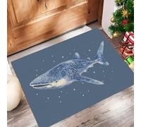 Lignes Pêche Aux Requins-Baleines Paillasson pour l'intérieur - 40 x 60 cm - Simple Rêveur Paillasson Antidérapant Anti-saleté Lavable pour Porte d'entrée entrée Balcon, Bleu Clair