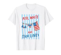 Lignes Rouges Blanches et bronzées 4 Juillet Beach Summer Art T-Shirt