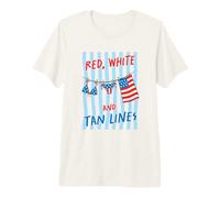 Lignes Rouges Blanches et bronzées 4 Juillet Beach Summer Art T-Shirt Haut de Gamme