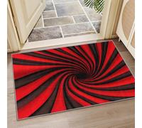 Lignes Rouges Tapis 150x240 cm Graphisme 3D Moquette Antiderapant à Poils Courts Tapis 3D Lavable en Machine Convient aux Chambres, Bureaux Salons et Couloirs a-3558
