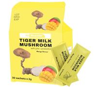 Lignosus Tiger Milk Mushroom Lait de tigre + Extrait mangue - Poudre Instantanée Naturelle à base de Yaourt et champignon - 30 Sachets - Idéal mix Boisson, Smoothies & Desserts