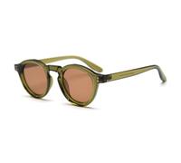 LIGOES Lunettes de soleil polarisées femmes hommes lunettes de soleil rondes TR90 cadre rétro lunettes UV400, vert olive, marron, m