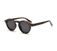 LIGOES Lunettes de soleil polarisées femmes hommes lunettes de soleil rondes TR90 cadre rétro lunettes UV400, Léopard avec noir, m