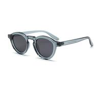 LIGOES Lunettes de soleil polarisées femmes hommes lunettes de soleil rondes TR90 cadre rétro lunettes UV400, Bleu avec gris, m