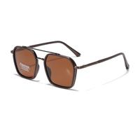 LIGOES Lunettes de soleil polarisées pour homme et femme - Carré - Grand cadre - Double pont TR90 - En métal, marron