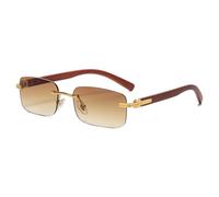 LIGOES Lunettes de soleil sans monture hommes femmes lunettes de soleil carrées en métal lunettes de mode UV400, Doré avec marron