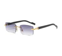 LIGOES Lunettes de soleil sans monture pour hommes et femmes Lunettes de soleil tendance en métal UV400, Doré avec gris