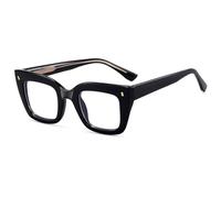 LIGOES Monture épaisse Cat Eye Lunettes Monture Couleur Contrastée TR90 Lunettes Big Square Eyewears, Noir avec transparent