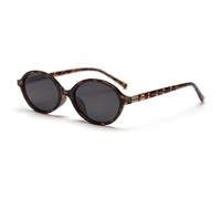 LIGOES Petites lunettes de soleil ovales polarisées TR90 Lunettes de soleil rétro rétro style coréen Selfies dans les lunettes Ombre, Léopard avec noir