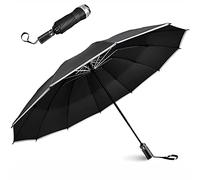 LIGOU Parapluie Inversé Automatique LED & Réfléchissant - 10 Baleines Coupe-Vent, Compact/Pliable pour Voiture | Sec en Voiture, Imperméable Résistant (Voyage/City)