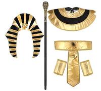 LIGSLN Accessoires de costume égyptien King Tuts Chapeau Pharaon Coiffe Bracelets Collier pour Halloween Pharaon Accessoires pour Fête d'Halloween