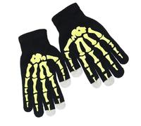 LIGSLN Gants squelette d'Halloween phosphorescents - Accessoire d'Halloween - Chauffe-mains lumineux - Respirants, jaune, taille unique