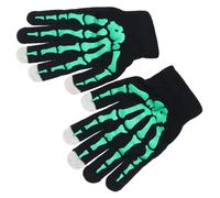 LIGSLN Gants squelette d'Halloween phosphorescents - Accessoire d'Halloween - Chauffe-mains lumineux - Respirants, Vert, taille unique