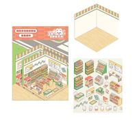 LIGSLN Lapins miniatures Supermarché Scène Journal Autocollants pour scrapbooking Dessin animé Lapins Marché Paysage Miniature Scène Adulte
