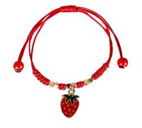 LIGSLN Lot de 2 bracelets à chaîne réglables élégants en forme de fraise/cerise, bijoux de poignet pour un usage quotidien, taille unique, Acier inoxydable, Pas de gemme