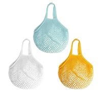 LIGSLN Lot de 3 sacs d'épicerie pratiques en filet de coton avec poignées renforcées, sacs à bandoulière sous les aisselles, idéal pour les voyages au marché agricole, sac d'épicerie réutilisable en