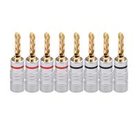 LIGSLN Lot de 8 adaptateurs en cuivre plaqué or BFA 4 mm pour fiche banane - Connecteur de protection - Adaptateur de prise coaxiale - Cordon de soudure - Panneau de cloison O - Prise de presse