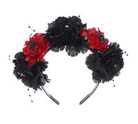 LIGSLN Serre-tête d'Halloween Jour des morts - Couronne vintage de roses artificielles - Perles - Couronne effrayante - Cosplay - Bandeau pour femme - Accessoires de citrouille