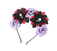 LIGSLN Serre-tête tête de mort pour filles - Diadème d'Halloween et gothique - Couronne de fleurs de rose