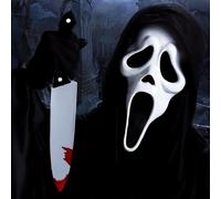 Ligtmor Masque scream, Masques de FantôMes Cri Halloween Horror Party Ghost Mask en Latex Masques de Films D'Horreur pour Carnaval Halloween Cosplayrty