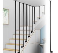 LIGUIEN Garde Corps Interieur, Rampe Escalier Extérieur, Main Courante sur Les Escaliers, Poteau de Rampe D'escalier Extérieur Industriel, Fer Forgé Hautement Personnalisable(Black,H-50cm(1.6ft))